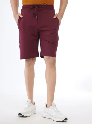 Wine Solid Slim Fit Shorts | JadeBlue